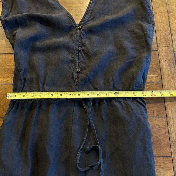 Cloth & Stone Black 100% Linen Short Sleeve Jumpsuit Size Medium Style C6239 - Picture 9 of 12